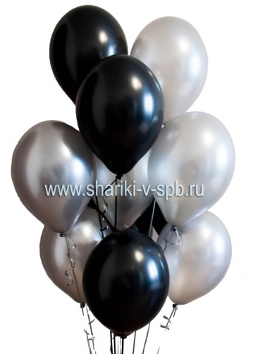 Серебряные и черные воздушные шары